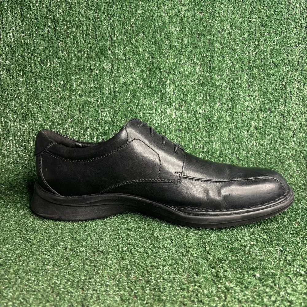 Clarks Kempton Run Leather Comfort Professional Oxford Black Mens Size 11.5 Wide